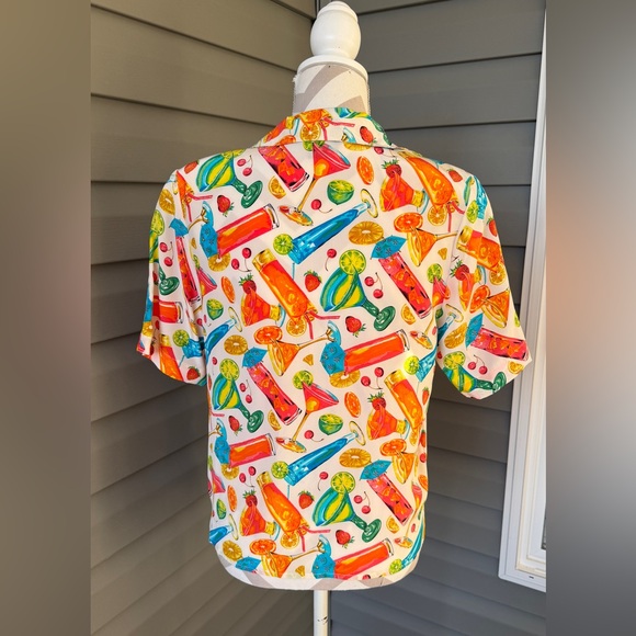 VTG 80s Ann May Silk Blouse Cocktail Button Up Short Sleeve Sz XS - Picture 2 of 11